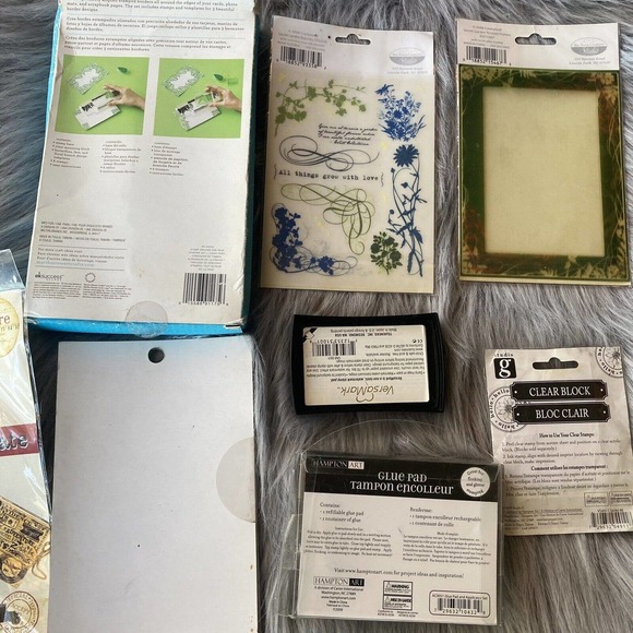 Martha Stewart STAMP AROUND THE PAGE Set Craft Bundle Clear Block Stamp Pad Art - Picture 8 of 12